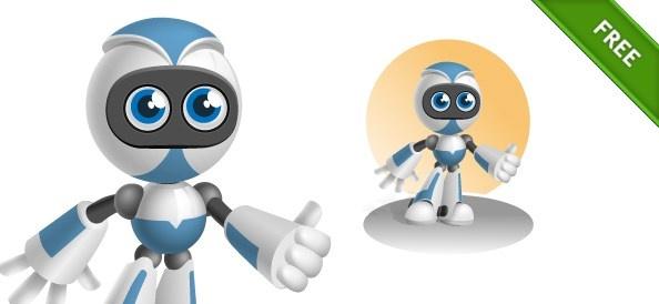 robot vector character in blue