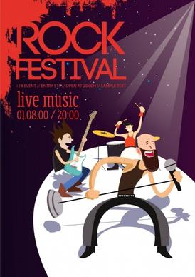 rock festival leaflet stylish rocker icons grunge decor