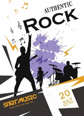 rock poster template grunge silhouette decoration performer icons