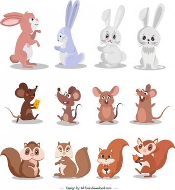 rodent animals icons rabbit mouse squirrel characters