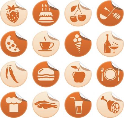 restaurant sticker templates food icons classical flat sketch