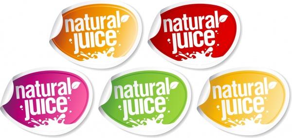 juice label templates colorful bright curled up shapes