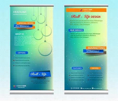 roll up banner design with stars sky background
