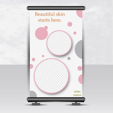 roll up banner illustration with circles decoration design