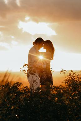 romantic couple picture contrast sparkling sunlight 