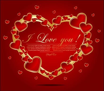 love card template red floating hearts layout