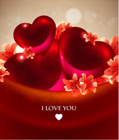 romantic heart cards vector background set