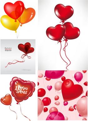 romantic heartshaped balloons vector