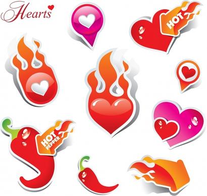 romantic heartshaped flame label vector