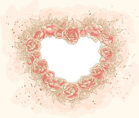 romantic heartshaped flowers vector