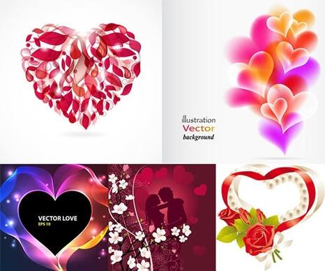 romance background templates colorful hearts floral couple decor