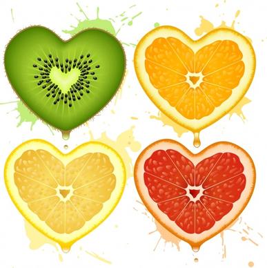 romantic heartshaped pattern vector orange fruit