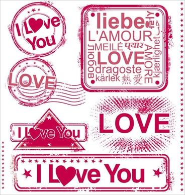 romantic love stamp 01 vector