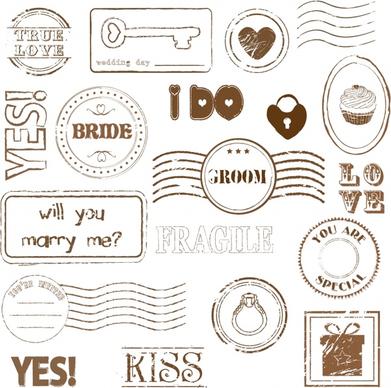 valentine stamps templates romantic decor retro design