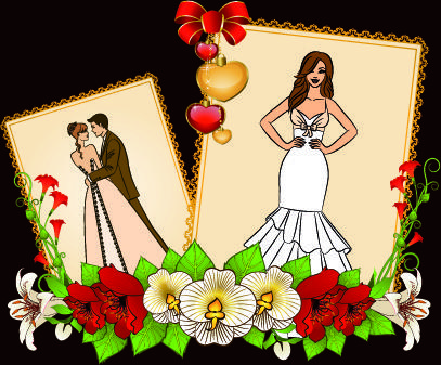 romantic postcard wedding vector art