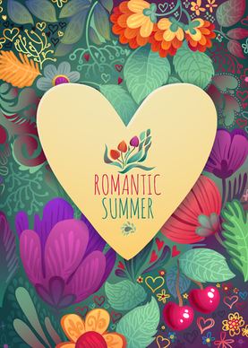 romantic summer floral cards design vector