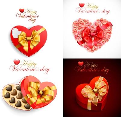 romantic valentine day heartshaped gift box vector