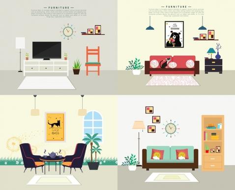 room decor advertising sets furniture living room icons