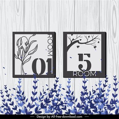 room number design elements classical tree flower leaves
