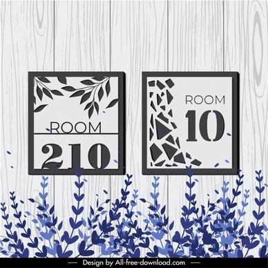 room number design elements flat classical leaves geometry 