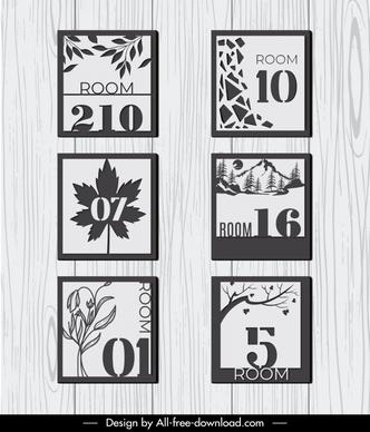 room number sign templates collection flat classical contrast