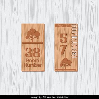 room number sign templates flat classic tree papercut