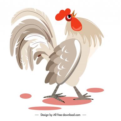 rooster painting colored classic flat sketch