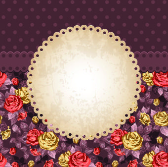 rose and frame vintage background vector