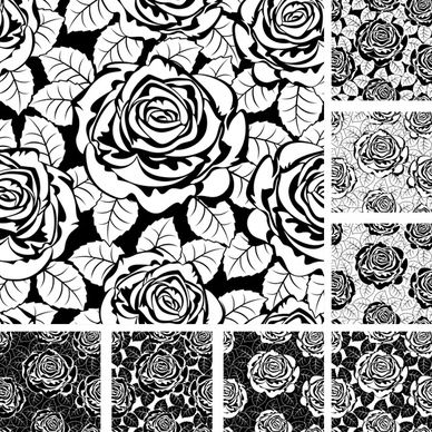 rose pattern templates black white flat handdrawn sketch