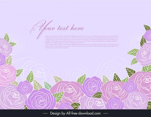 rose flower background template elegant purple classic 