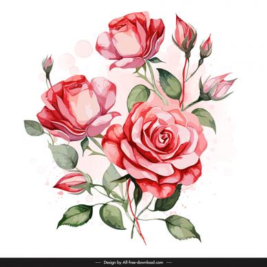 rose flower design elements elegant classical handdraw