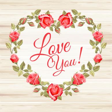 rose frame with wedding cards vector