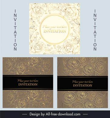  rose invitation card template collection elegant handdrawn