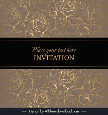  rose invitation card template luxury handdrawn