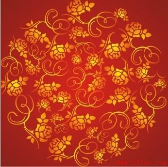 rose pattern red background vector