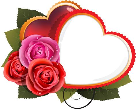 rose with heart card design vector