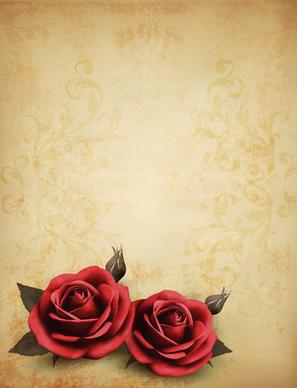 roses and vintage background vector