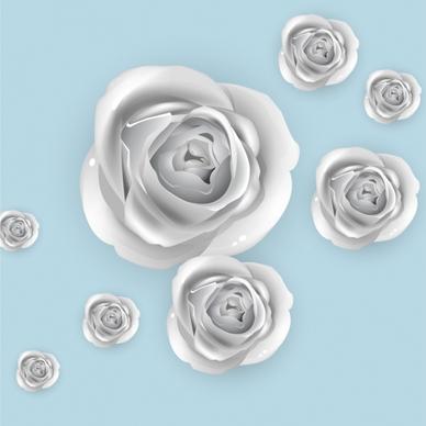 roses background 3d silver design
