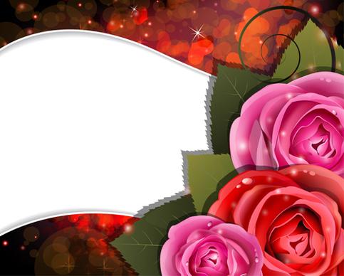 roses with shiny background vector