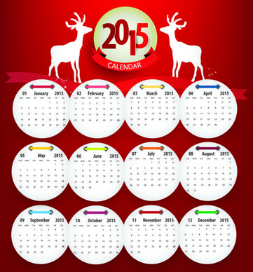 round cards calendar15 vector