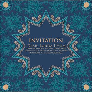 round floral pattern invitation cards vector