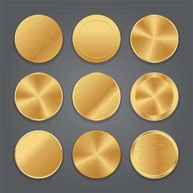 round gold button vector set