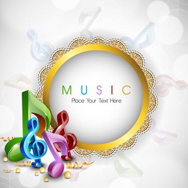 round lace frame music background vector