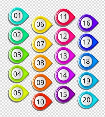 round numbering buttons collection colorful shiny decoration