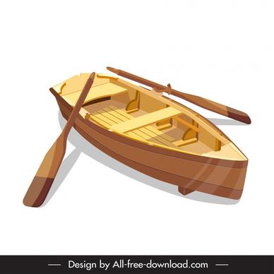 rowing boat paddles icon shiny 3d outline 