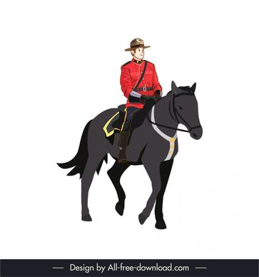 royal canadian mounted police icon  horseriding sketch cartoon character