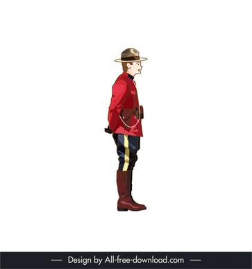 royal canadian mounted police icon standing gesture sketch cartoon character 