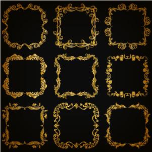 royal golden frame vectors set