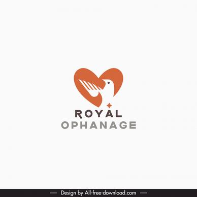 royal ophanage logotype flat heart isolation pigeon sketch