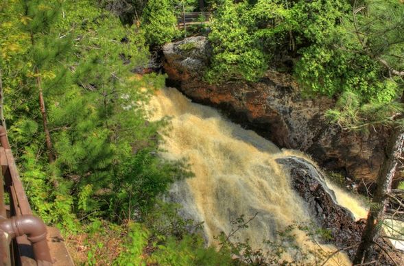 rushing falls at pattison state park wisconsin